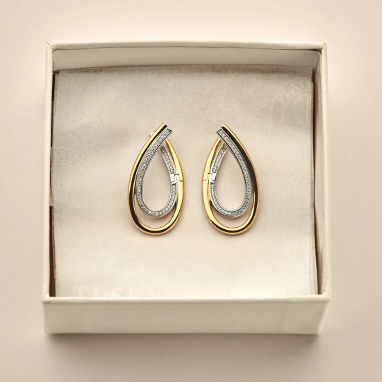 TI SENTO 78051ZY ZILVEREN VERGULDE OORRINGEN ZIRKONIA