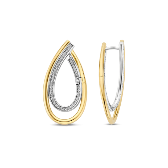 TI SENTO 78051ZY ZILVEREN VERGULDE OORRINGEN ZIRKONIA