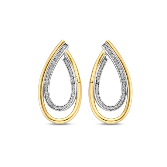 TI SENTO 78051ZY ZILVEREN VERGULDE OORRINGEN ZIRKONIA