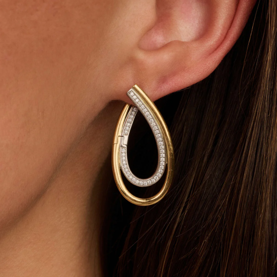 TI SENTO 78051ZY ZILVEREN VERGULDE OORRINGEN ZIRKONIA