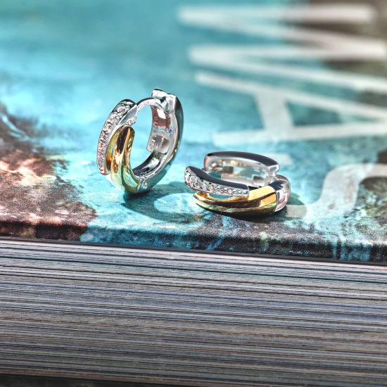 TI SENTO 78052ZY ZILVEREN VERGULDE OORRINGEN ZIRKONIA