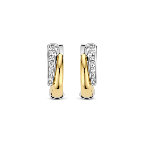 TI SENTO 78052ZY ZILVEREN VERGULDE OORRINGEN ZIRKONIA