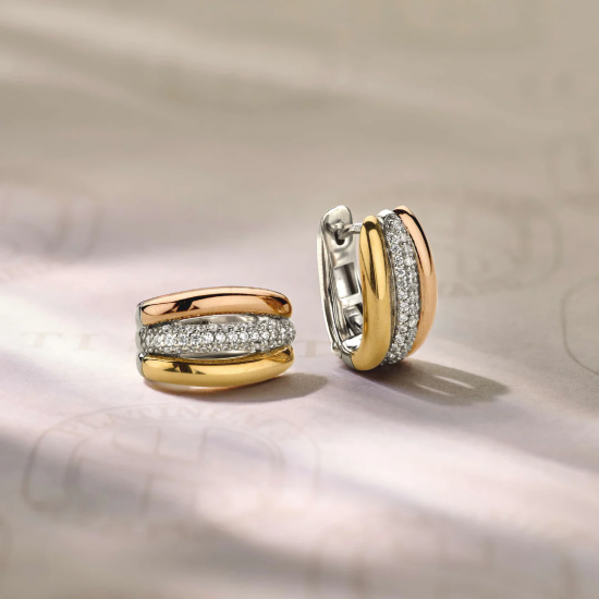 TI SENTO 78072TZ ZILVEREN TRICOLOR OORRINGEN ZIRKONIA