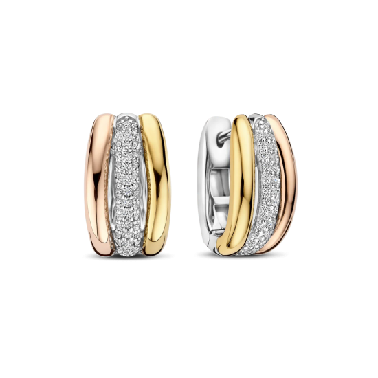 TI SENTO 78072TZ ZILVEREN TRICOLOR OORRINGEN ZIRKONIA