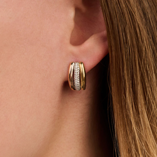 TI SENTO 78072TZ ZILVEREN TRICOLOR OORRINGEN ZIRKONIA