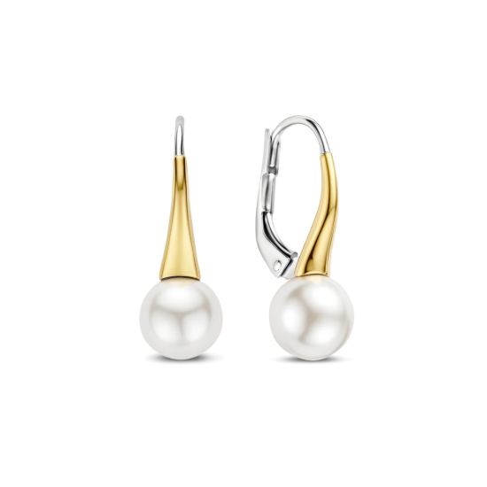 TI SENTO 78062YP ZILVEREN VERGULDE OORHANGERS PAREL