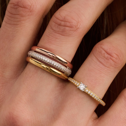 TI SENTO 12427TZ ZILVEREN TRICOLOR RING ZIRKONIA