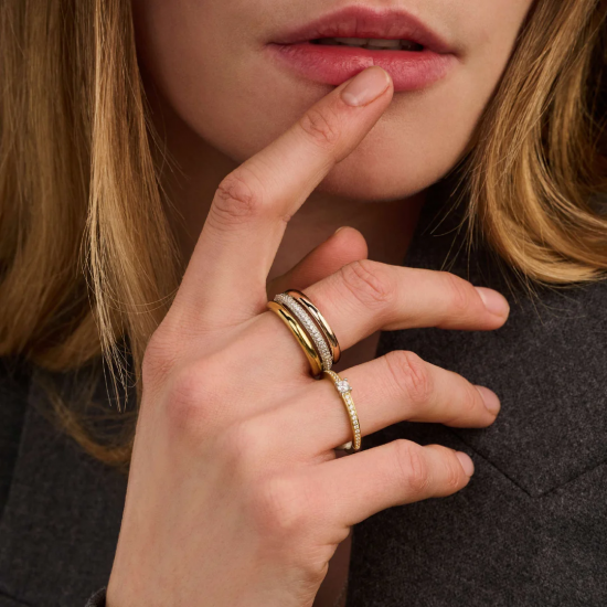 TI SENTO 12427TZ ZILVEREN TRICOLOR RING ZIRKONIA