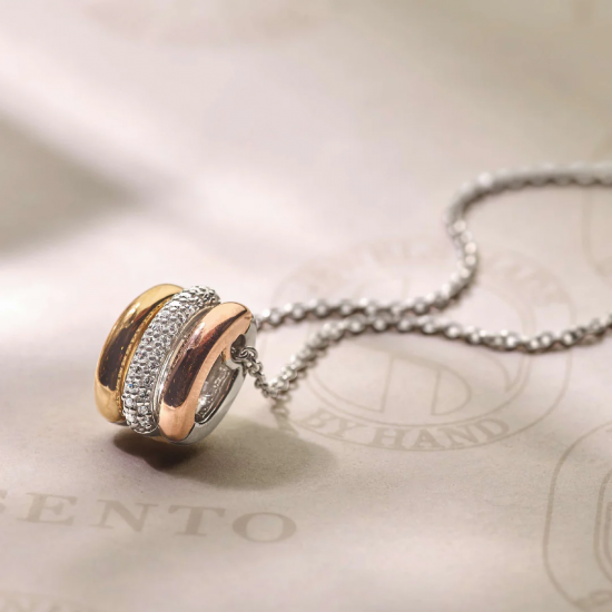 TI SENTO 34128TZ ZILVEREN COLLIER MET TRICOLOR HANGERZIRKONIA