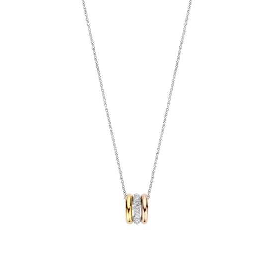 TI SENTO 34128TZ ZILVEREN COLLIER MET TRICOLOR HANGERZIRKONIA