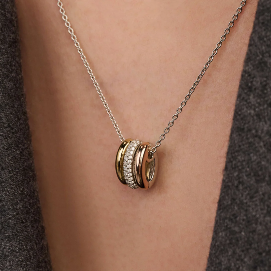 TI SENTO 34128TZ ZILVEREN COLLIER MET TRICOLOR HANGERZIRKONIA