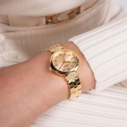 GUESS GW0762L2 DAMESHORLOGE VERGULD STAAL MET ZIRKONIA ARRAY