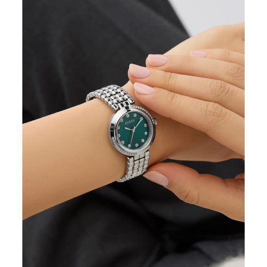 GUESS GW0930L1 DAMESHORLOGE STAAL MET ZIRKONIA CLARA