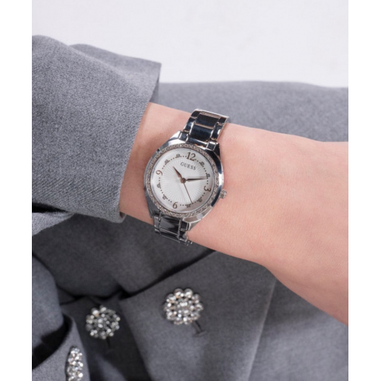 GUESS GW0767L1 DAMESHORLOGE STAAL MET ZIRKONIA CHARLOTTE