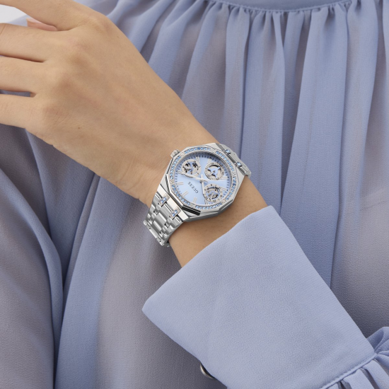 GUESS GW1009L1 DAMESHORLOGE STAAL MET ZIRKONIA QUINN