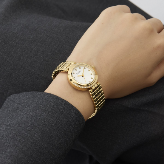 GUESS GW0930L2 DAMESHORLOGE VERGULD STAAL MET ZIRKONIA CLARA