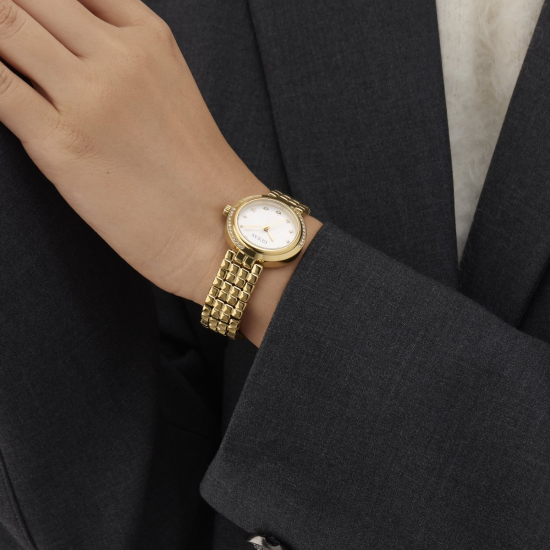 GUESS GW0930L2 DAMESHORLOGE VERGULD STAAL MET ZIRKONIA CLARA