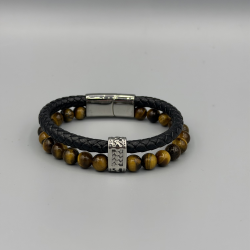 LEATHER&STEEL ZION-CE ARMBAND TIGER EYE