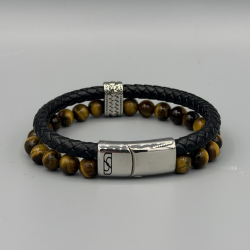 LEATHER&STEEL ZION-CE ARMBAND TIGER EYE