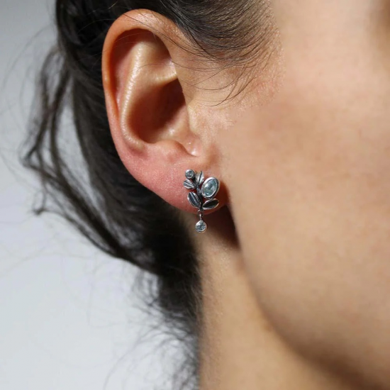 RABINOVICH 77602006 ZILVEREN OORKNOPPEN MET TOPAAS GLOWING LEAVES