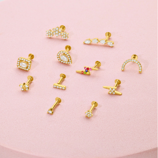 CULET GCJ1293 18K GOUDEN PIERCING MET NATUURLIJKE DIAMANT