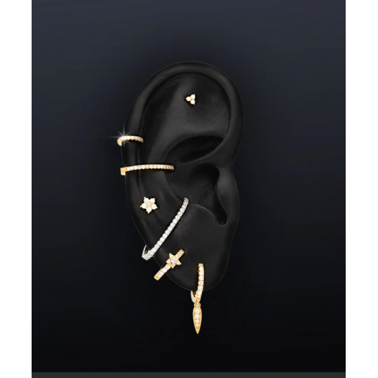 CULET JEWELLERY GCJ0812 18K GOUDEN PIERCING MET NATUURLIJKE DIAMANT TRIANGLE