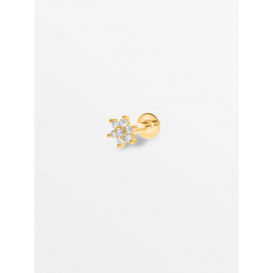 CULET JEWELLERY GCJ0824 18K GOUDEN PIERCING MET NATUURLIJKE DIAMANT MINI FLORAL