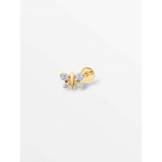 CULET JEWELLERY GCJ1112 18K GOUDEN PIERCING MET NATUURLIJKE DIAMANT BUTTERFLY