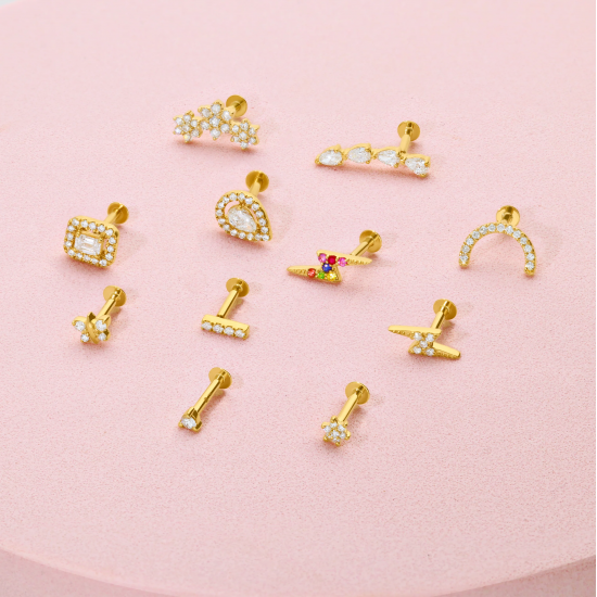 CULET JEWELLERY GCJ1112 18K GOUDEN PIERCING MET NATUURLIJKE DIAMANT BUTTERFLY