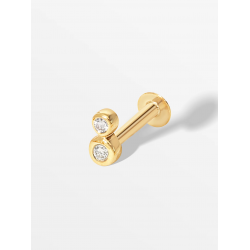 CULET JEWELLERY GCJ3132 18K GOUDEN PIERCING MET NATUURLIJKE DIAMANT DUAL BEZEL