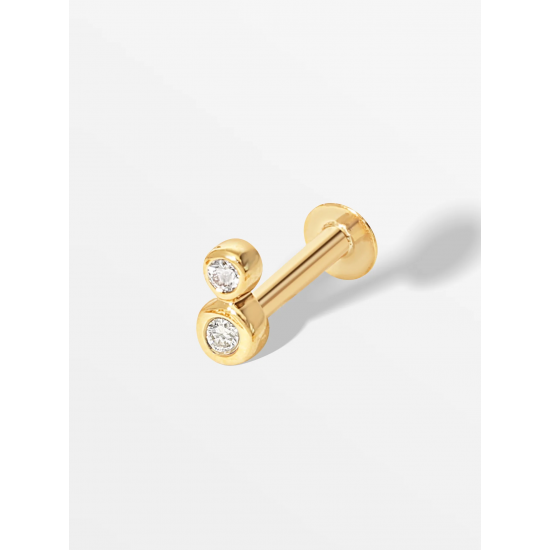 CULET JEWELLERY GCJ3132 18K GOUDEN PIERCING MET NATUURLIJKE DIAMANT DUAL BEZEL