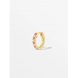 CULET JEWELLERY GCJ1154 18K GOUDEN PIERCING MET NATUURLIJKE DIAMANT EN ROZE SAFFIER NEAR ETERNITY HUGGIE