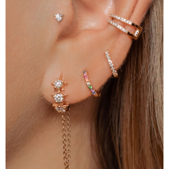 CULET JEWELLERY GCJ0842 18K GOUDEN PIERCING MET NATUURLIJKE DIAMANT ETERNITY MIDI HUGGIE