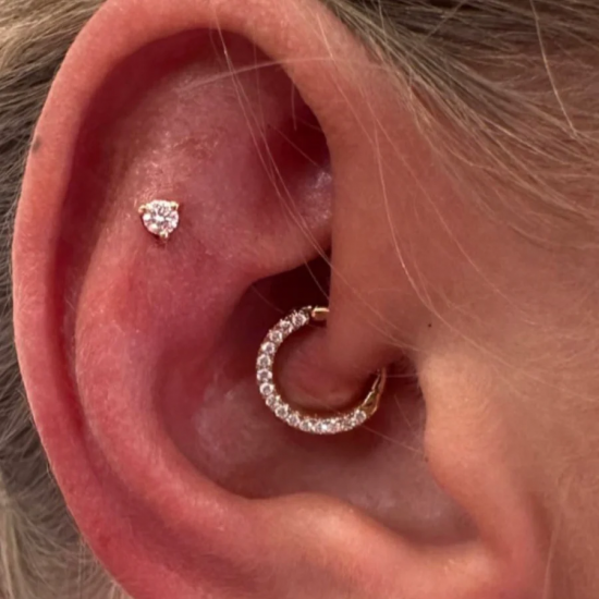 CULET JEWELLERY GCJ3153 18K GOUDEN PIERCING MET NATUURLIJKE DIAMANT DAITH