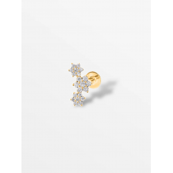 CULET JEWELLERY GCJ1448 18K GOUDEN PIERCING MET NATUURLIJKE DIAMANT TRIPLE FLORAL