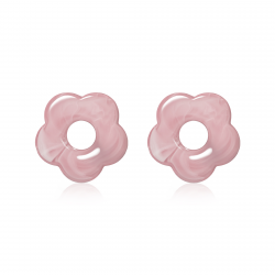 ZINZI ZICH2720R ZILVEREN OORRING HANGERS KUNSTSTOF BLOEM ROZE