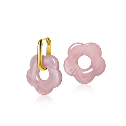 ZINZI ZICH2720R ZILVEREN OORRING HANGERS KUNSTSTOF BLOEM ROZE