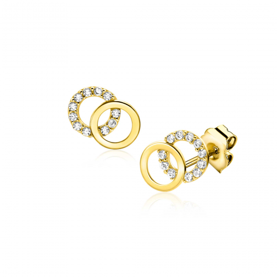 ZINZI ZGO466 14 KARAAT GOUDEN OORKNOPPEN ZIRKONIA
