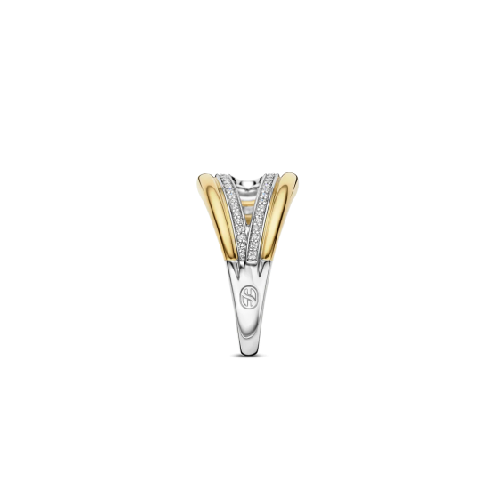 TI SENTO 12408ZY ZILVER VERGULDE RING MET ZIRKONIA