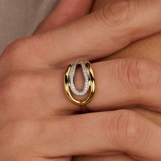 TI SENTO 12408ZY ZILVER VERGULDE RING MET ZIRKONIA