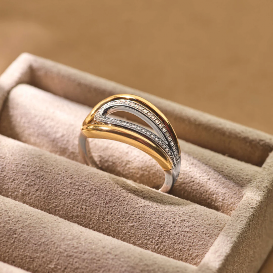 TI SENTO 12408ZY ZILVER VERGULDE RING MET ZIRKONIA