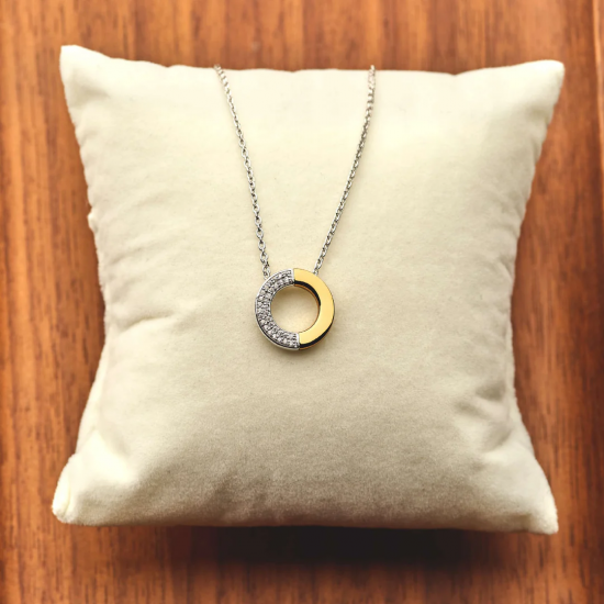 TI SENTO 34120ZY ZILVER VERGULD COLLIER ZIRKONIA
