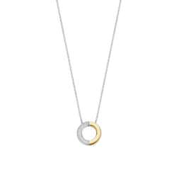 TI SENTO 34120ZY ZILVER VERGULD COLLIER ZIRKONIA
