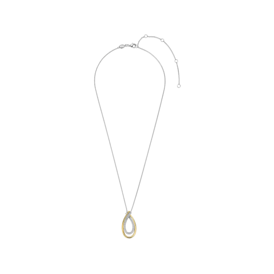 TI SENTO 34121ZY ZILVER VERGULD COLLIER ZIRKONIA