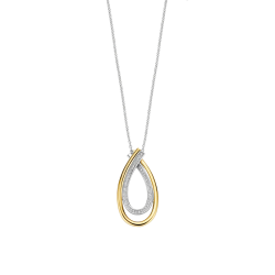 TI SENTO 34121ZY ZILVER VERGULD COLLIER ZIRKONIA
