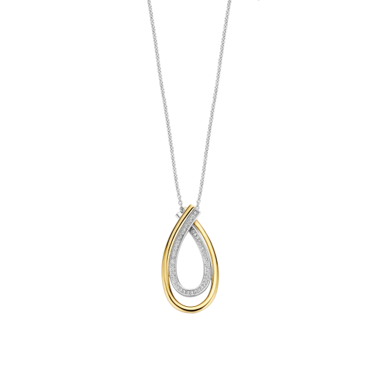 TI SENTO 34121ZY ZILVER VERGULD COLLIER ZIRKONIA