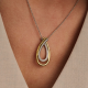 TI SENTO 34121ZY ZILVER VERGULD COLLIER ZIRKONIA