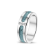 SEE YOU RG024 ZILVEREN GERHODINEERDE DAMESRING ZIRKONIA DOUBLE GROOVE