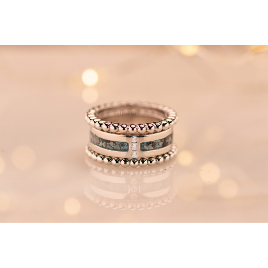SEE YOU RG024 ZILVEREN GERHODINEERDE DAMESRING ZIRKONIA DOUBLE GROOVE