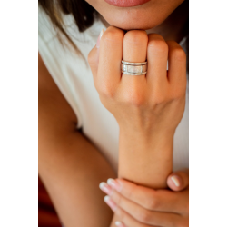 SEE YOU RWS004 ZILVEREN GERHODINEERDE DAMESRING MET ZIRKONIA FINGERPRINT